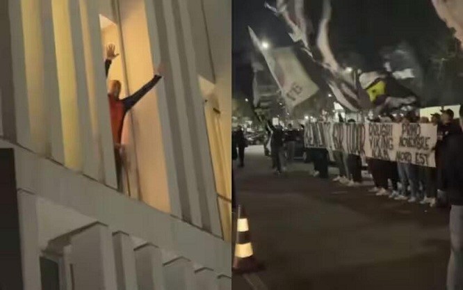 都體：尤文球迷來到酒店外支持新主帥，圖多爾向球迷們揮手致意